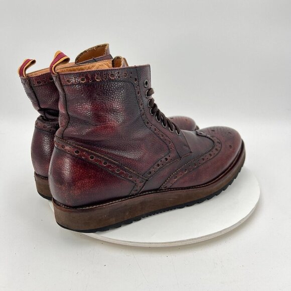 Men's Brown Leather Brogue Boots - Picture 5 of 16